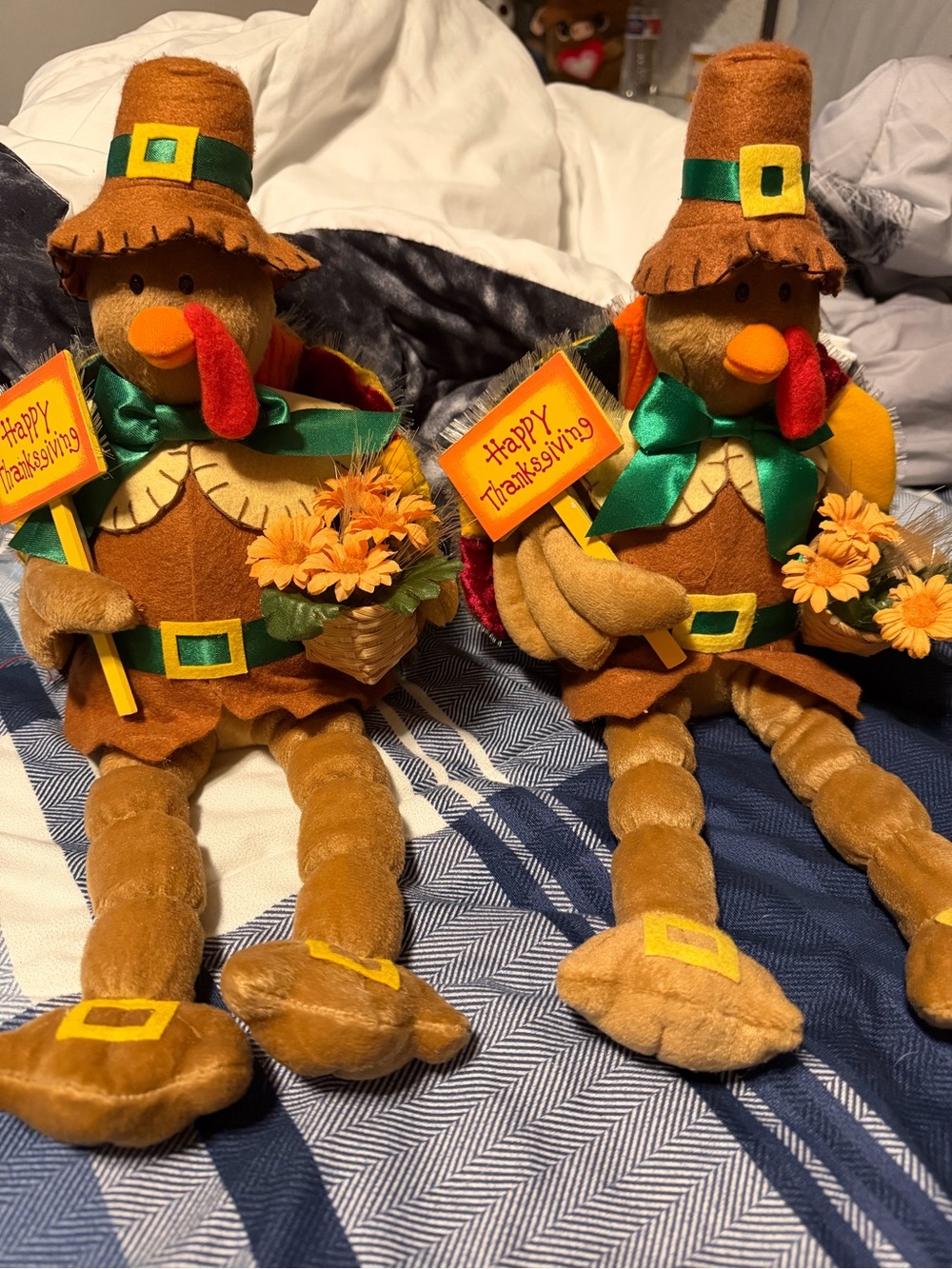 Thanksgiving Pilgrim Turkey Plush Decoration - Brown